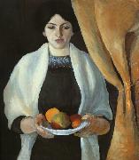August Macke Portrait with Apples : Wife of the Artist USA oil painting reproduction
